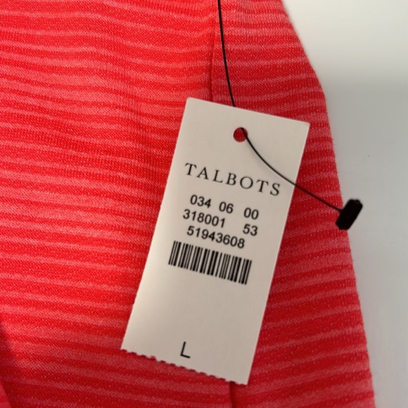 T by Talbots Coral Two Tone Striped Sleeveless Elastic Drawstring Waist Dress Lg - Picture 11 of 11